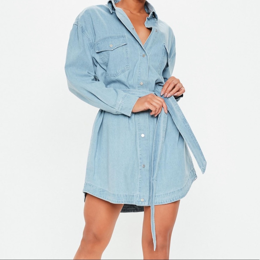 NWT Missguided Belted Denim Dress